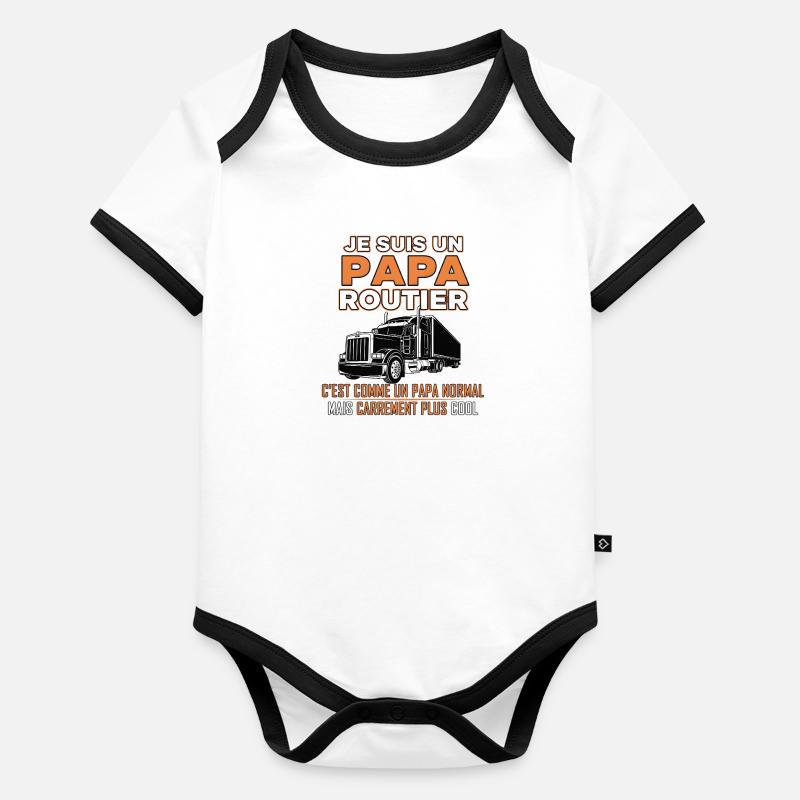 Papa routier plus cool Body Bébé bio contrasté manches courtes