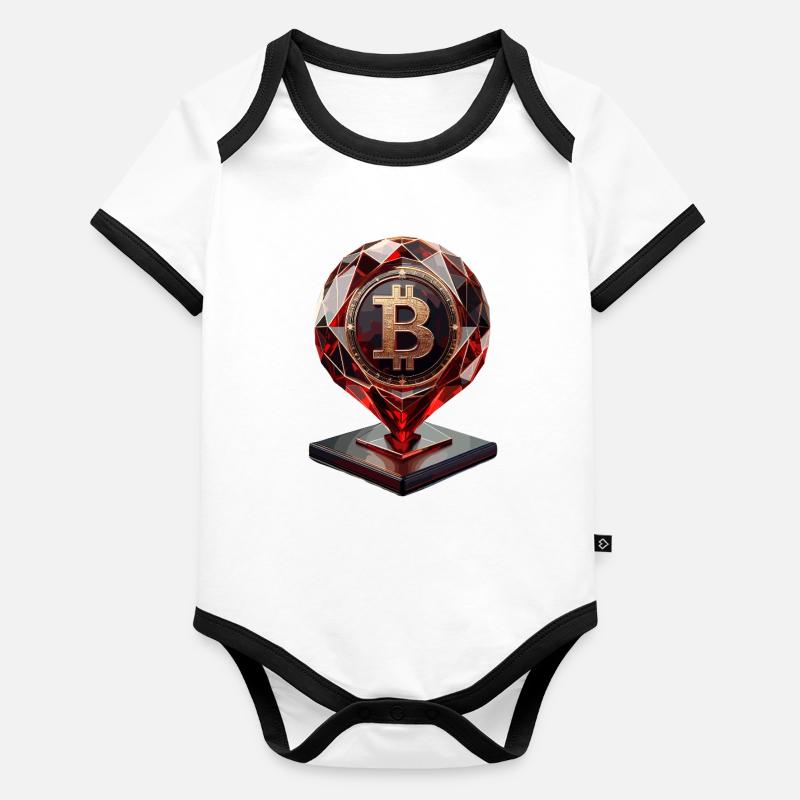 Exclusive Bitcoin Trophy Design Organic Baby Contrasting Bodysuit