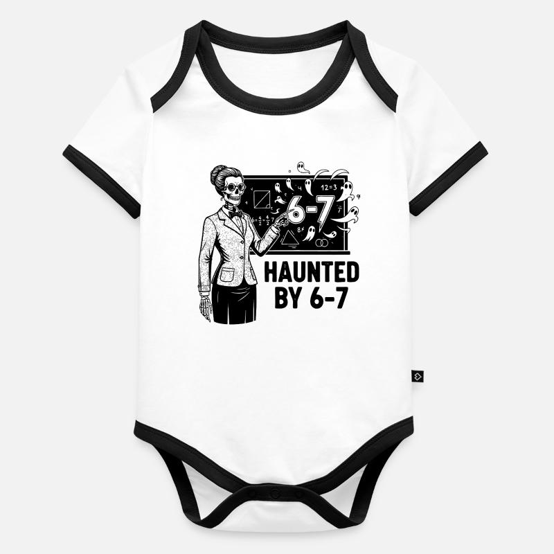 67 Numéro Enseignant d’Halloween Hanté Par Six Sept Body Bébé bio contrasté manches courtes