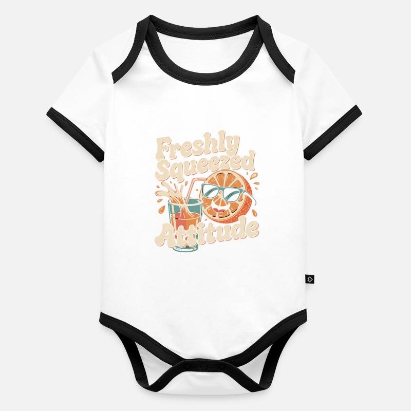 Retro Orange Baby Bio-Kurzarm-Kontrastbody