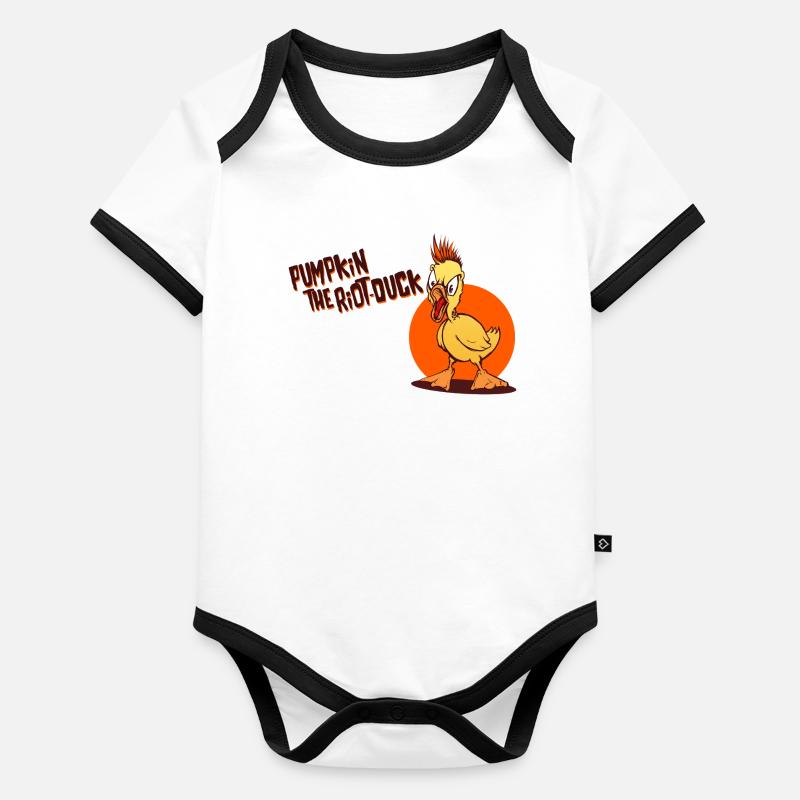 Citrouille le Canard Émeute Body Bébé bio contrasté manches courtes