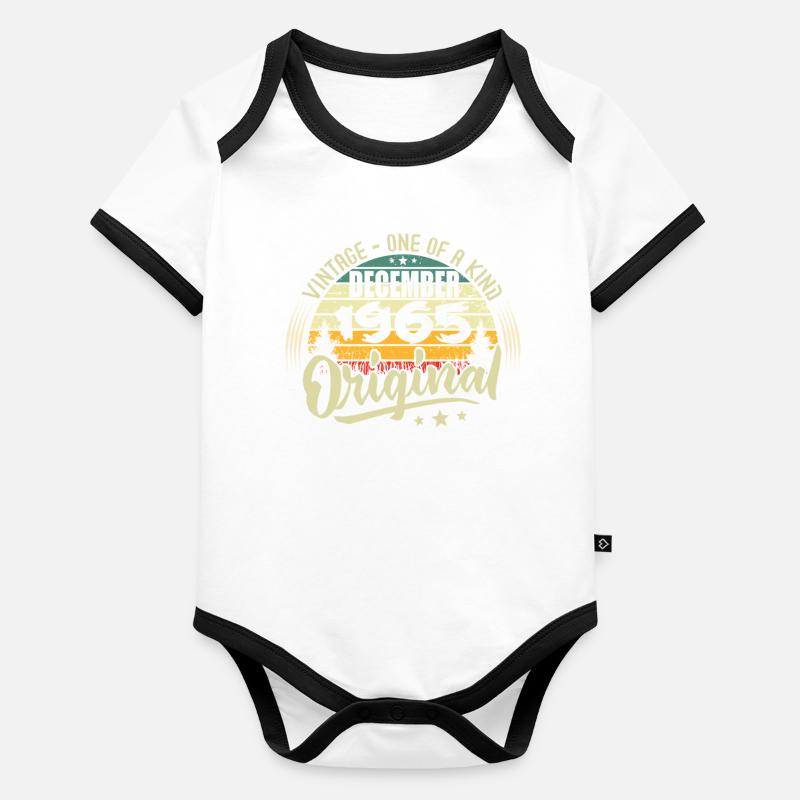 Dezember 1965 - Vintage Authentic Dezember 1965 Baby Bio-Kurzarm-Kontrastbody