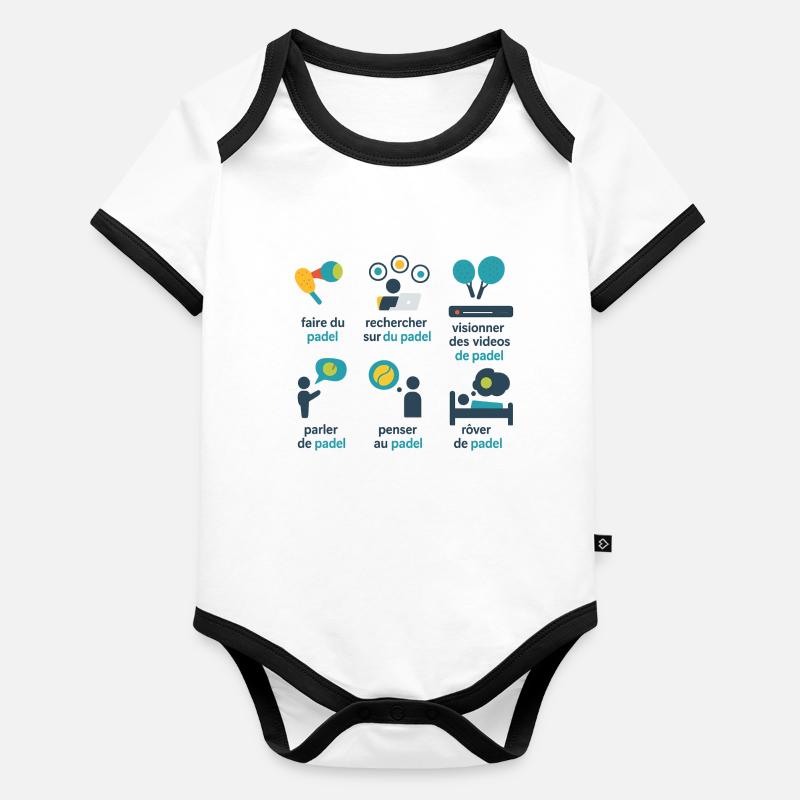 Padel Graphique Ludique Body Bébé bio contrasté manches courtes