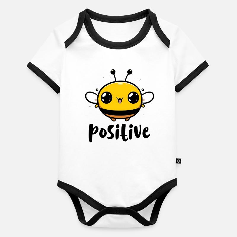 Kawaii Bee Positive Body Bébé bio contrasté manches courtes