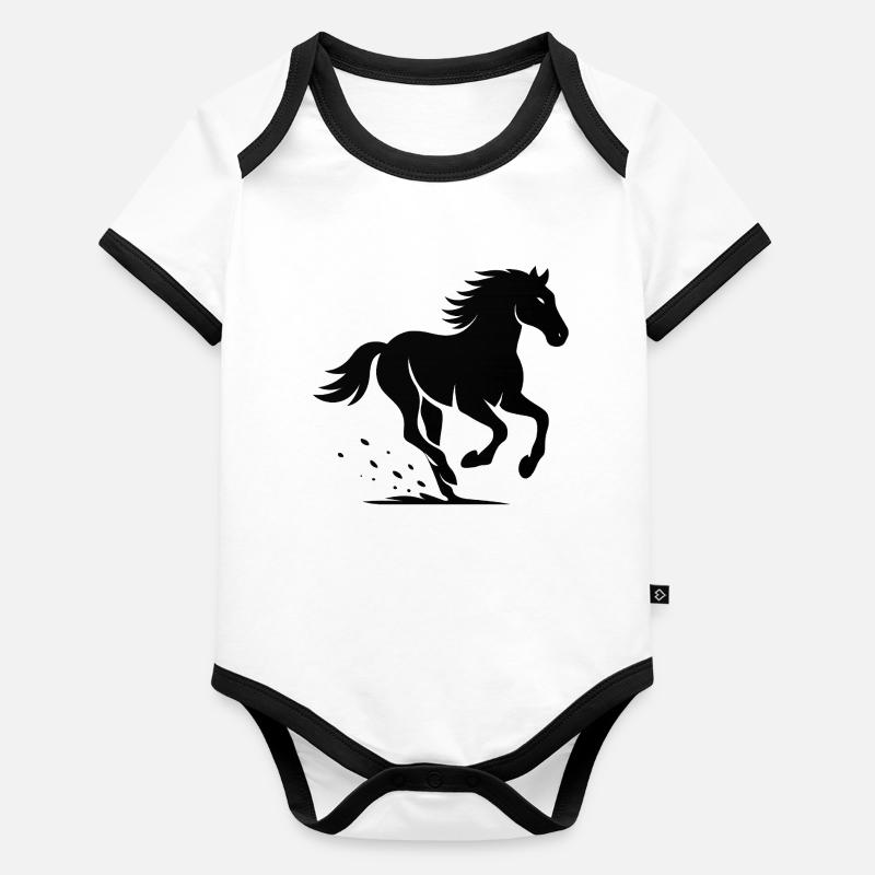 Silhouette de galop de cheval Body Bébé bio contrasté manches courtes
