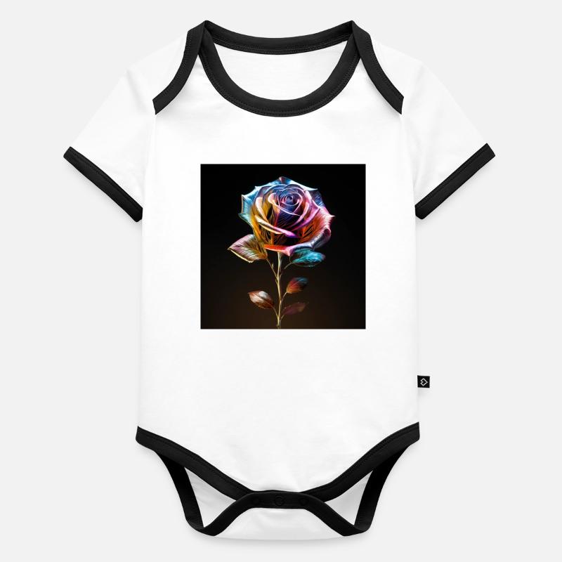 Éclat métallisé rose arc-en-ciel Body Bébé bio contrasté manches courtes