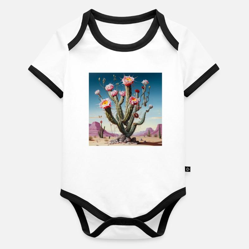 Jonc de fleur de cactus du désert Body Bébé bio contrasté manches courtes