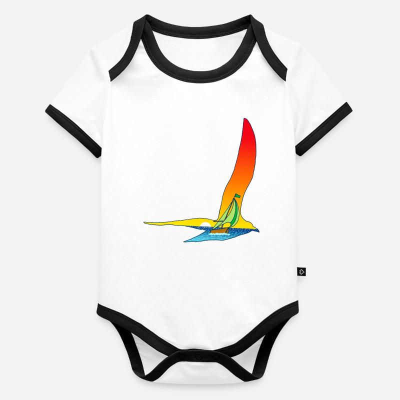 Der Vogel und das Segelboot Baby Bio-Kurzarm-Kontrastbody