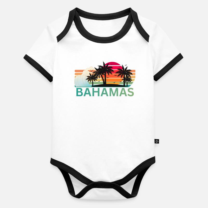 Bahamas Sunset Palm Silhouette Organic Baby Contrasting Bodysuit