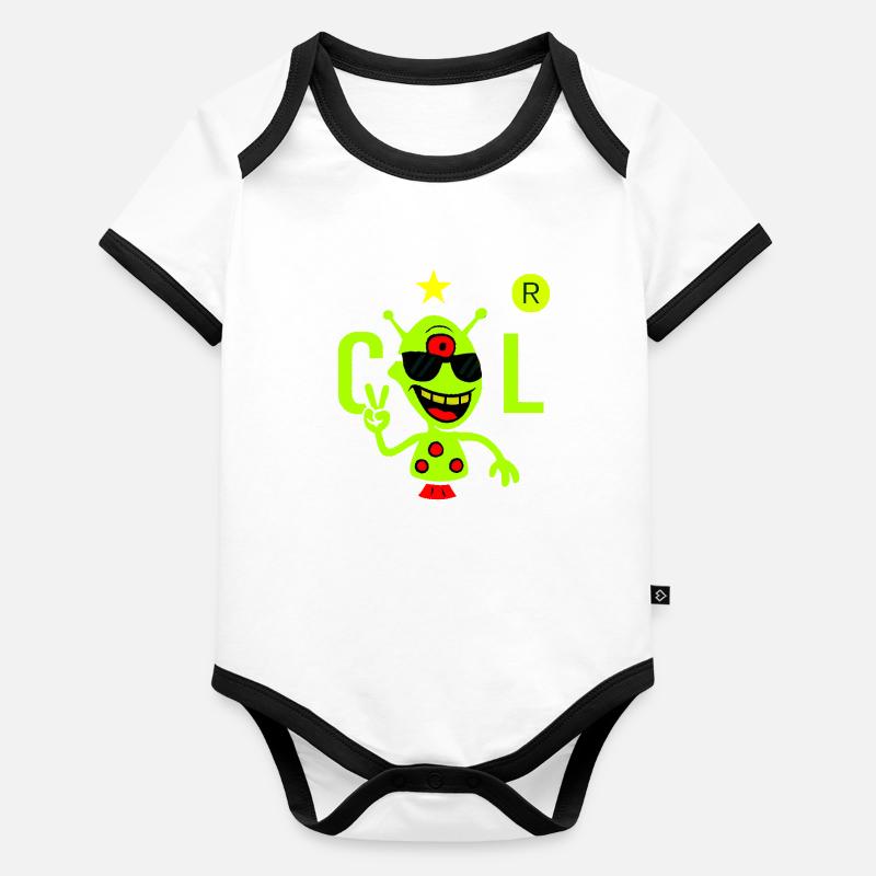 Alien vert avec lunettes de soleil Body Bébé bio contrasté manches courtes