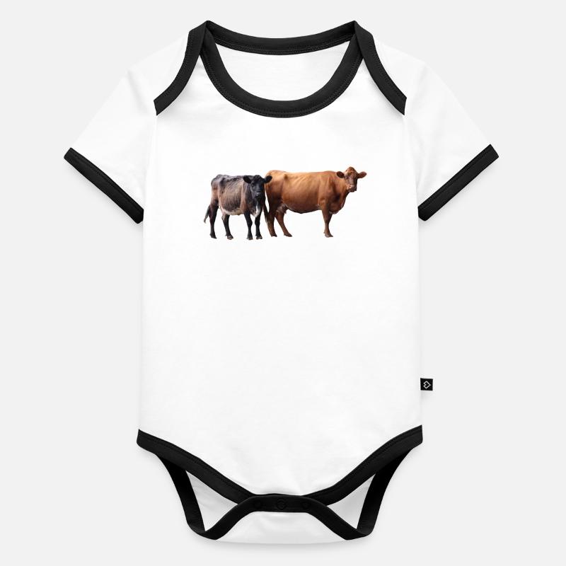 two cows Organic Baby Contrasting Bodysuit