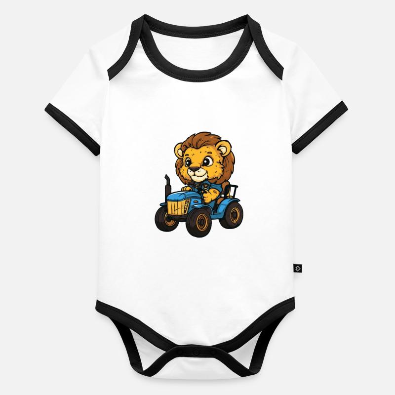 Löwe Traktor Farmer Baby Bio-Kurzarm-Kontrastbody