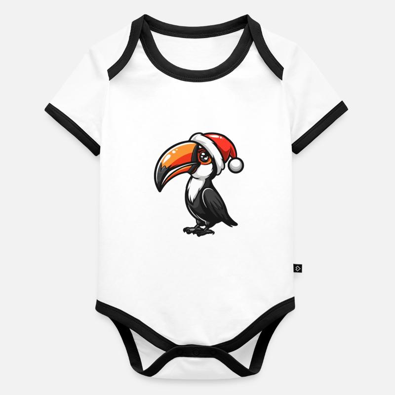 Toucan oiseau Noël Body Bébé bio contrasté manches courtes