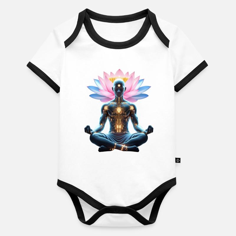 Cyborg Zen et Lotus Éclatant Body Bébé bio contrasté manches courtes