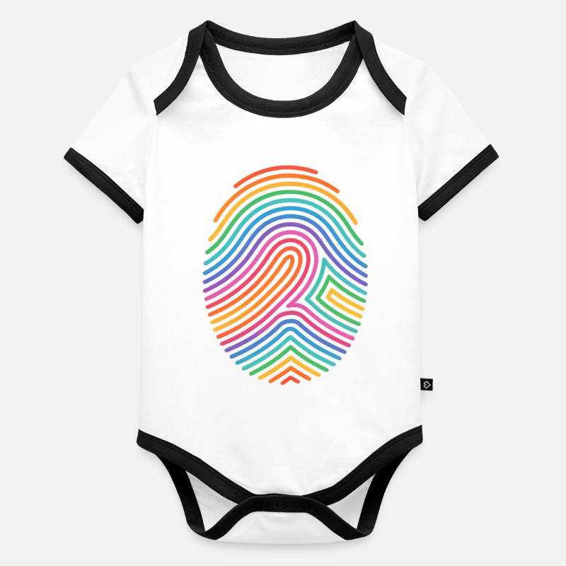 Rainbow Fingerprint Pattern Organic Baby Contrasting Bodysuit