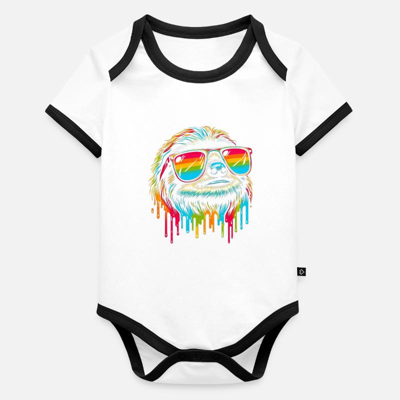 Sloth Sloth Art Lazy Sloth Fan Organic Baby Contrasting Bodysuit