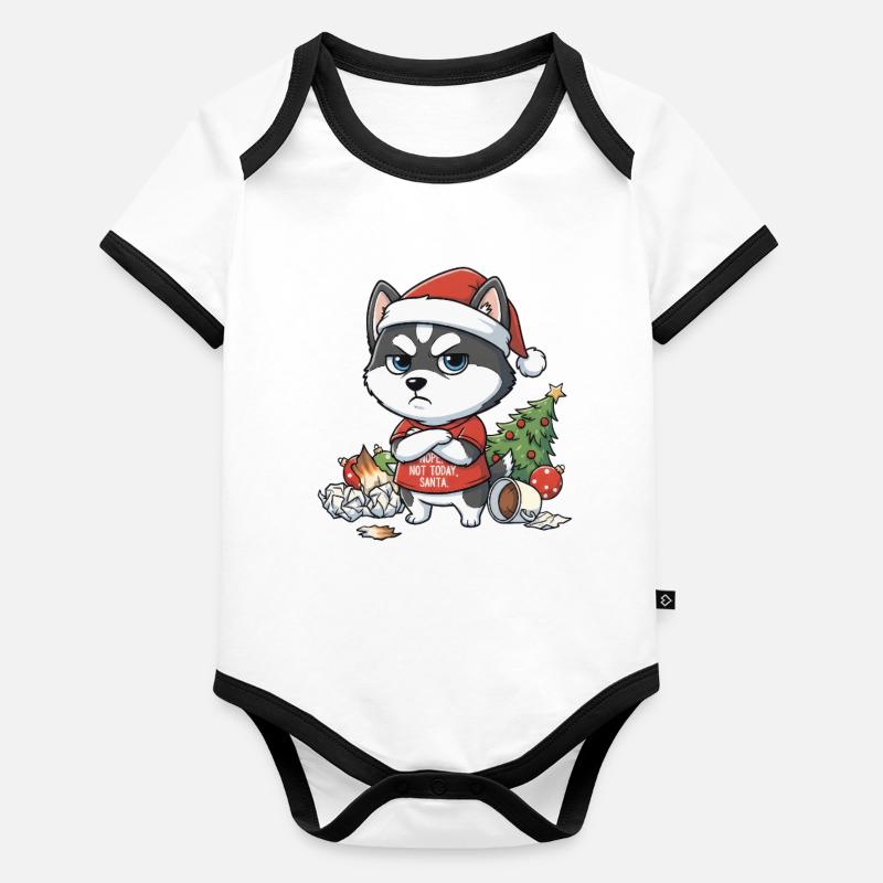 Grim Dog dans le style Husky chaos de Noël Body Bébé bio contrasté manches courtes