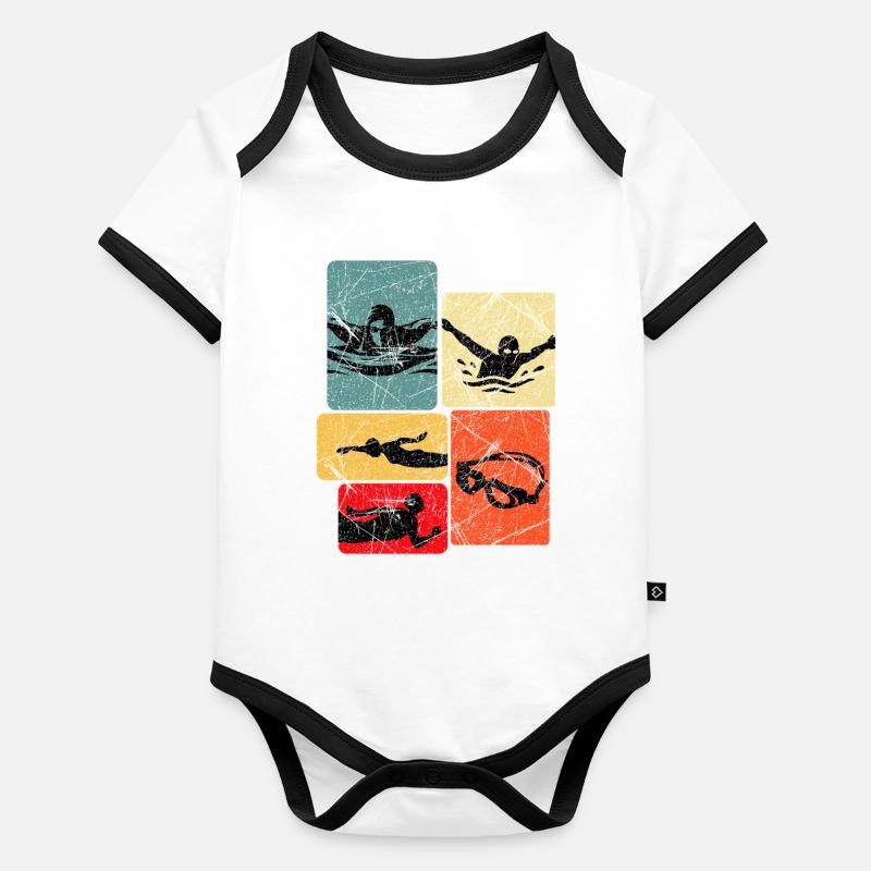 Vintage Float Silhouettes Pattern - Organic Baby Contrasting Bodysuit -