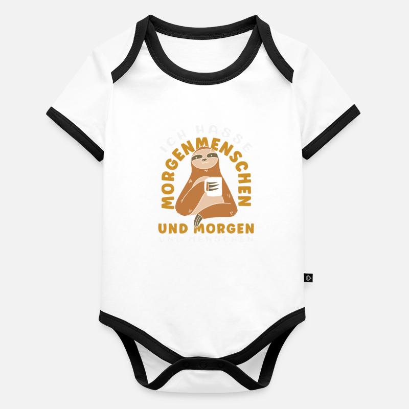 Ich hasse Morgenmenschen Kaffee Faultier Baby Bio-Kurzarm-Kontrastbody