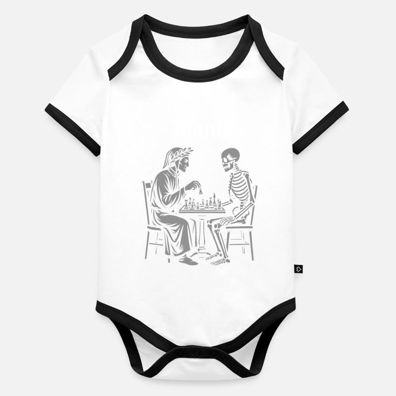 Partie d’échecs Dante et Skeleton Body Bébé bio contrasté manches courtes