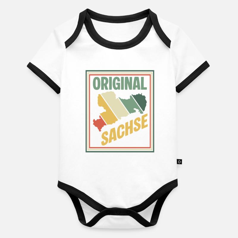 Original Sachsen Karte Baby Bio-Kurzarm-Kontrastbody