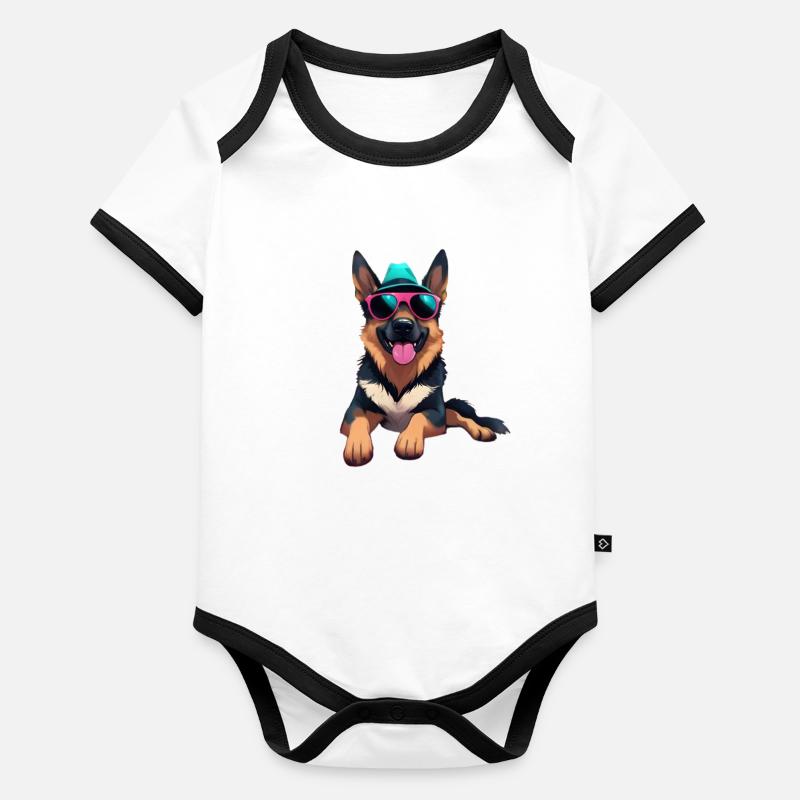 Sonnenbrillen Schäferhund Baby Bio-Kurzarm-Kontrastbody