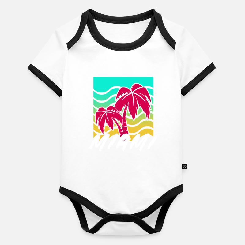 Miami Palmen Neon Gradient Baby Bio-Kurzarm-Kontrastbody