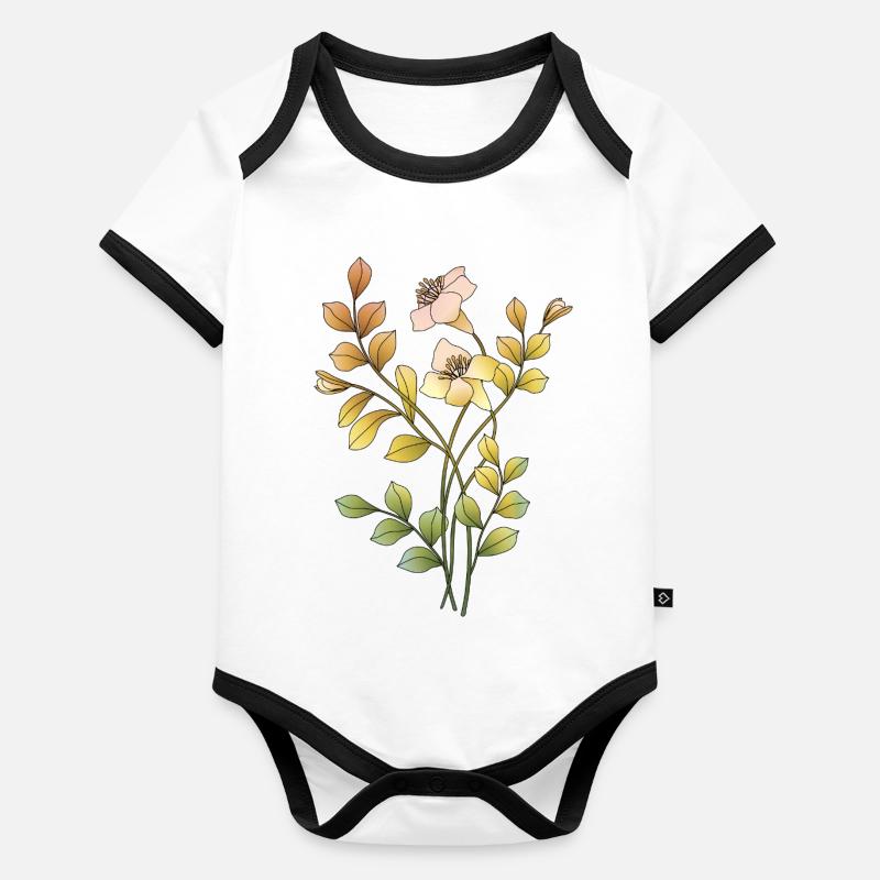 Fleur Body Bébé bio contrasté manches courtes
