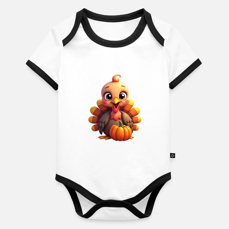 Bébé dinde de Thanksgiving Body Bébé bio contrasté manches courtes