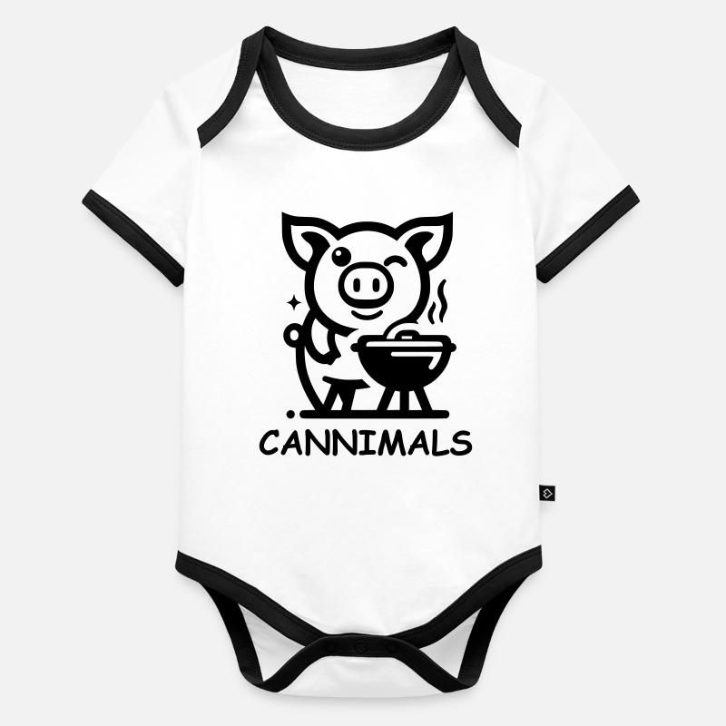 Cannimals – Édition Noire Logo Body Bébé bio contrasté manches courtes