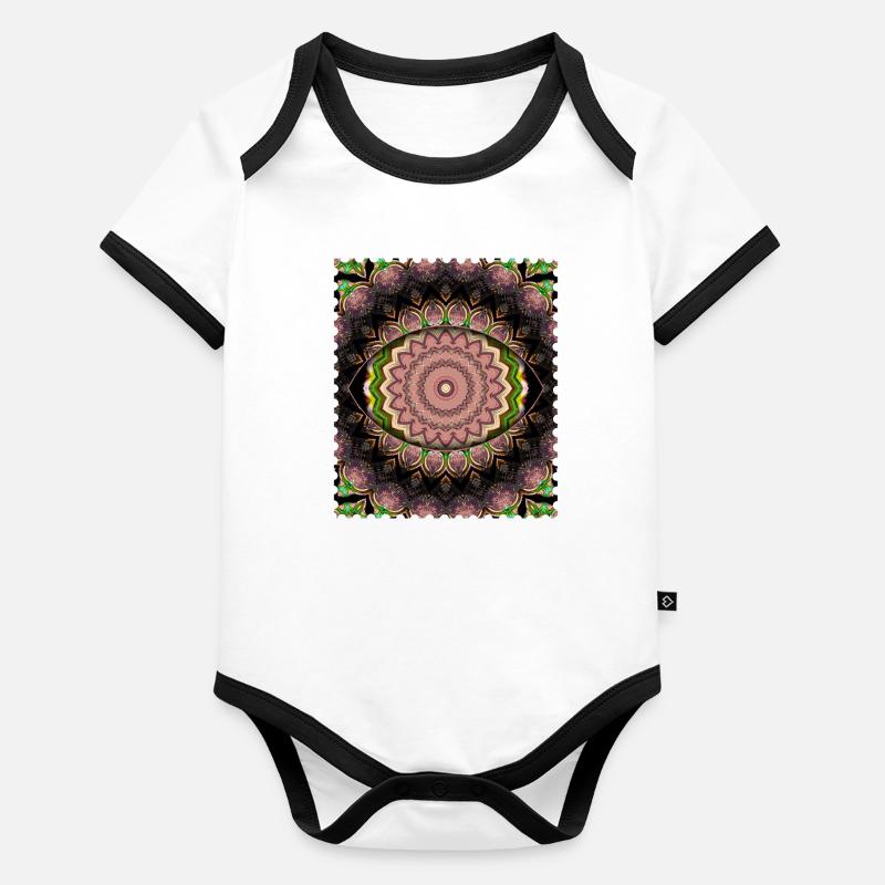 Mandala Blütenkaskade Baby Bio-Kurzarm-Kontrastbody