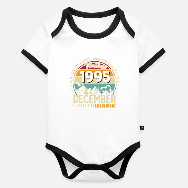 30e anniversaire Millésime Décembre 1995 Body Bébé bio contrasté manches courtes