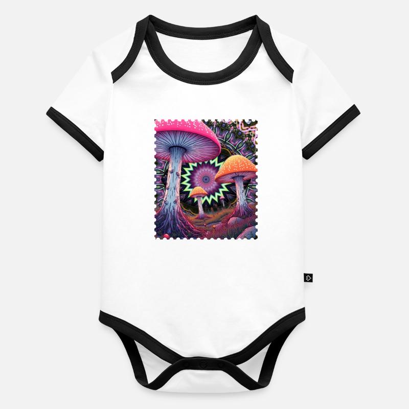 Psychedelic Mushroom Landscape Organic Baby Contrasting Bodysuit