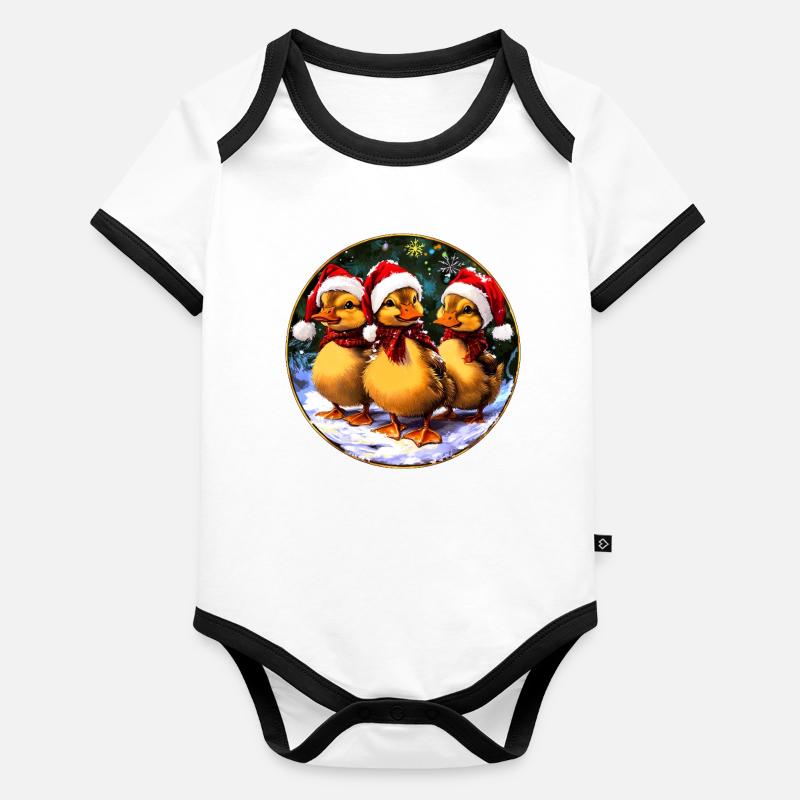 Weihnachtsmann Entchen Baby Bio-Kurzarm-Kontrastbody