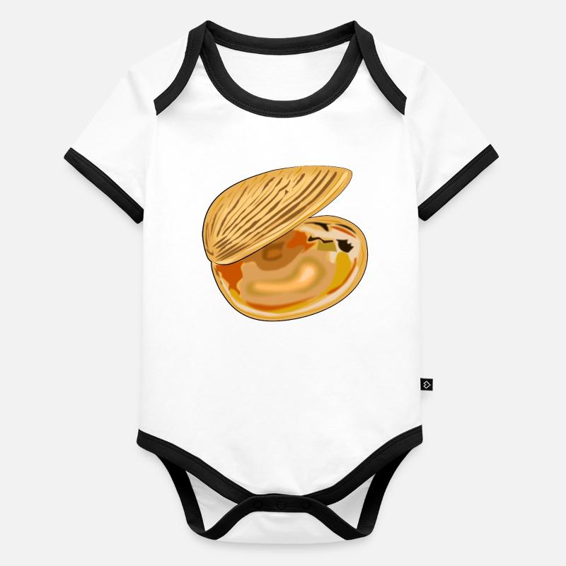Coquille déployée Body Bébé bio contrasté manches courtes