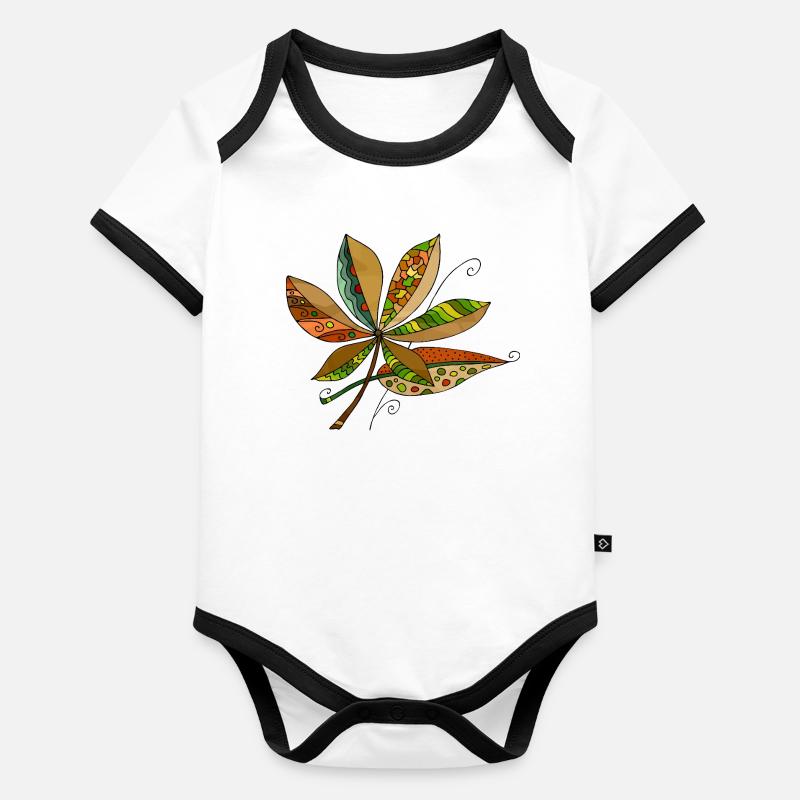 feuilles Body Bébé bio contrasté manches courtes