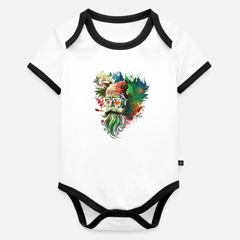 Psychedelic Santa Kaleidoscope Body Bébé bio contrasté manches courtes