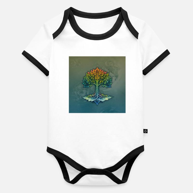 Geflochtener Regenbogenbaum Baby Bio-Kurzarm-Kontrastbody
