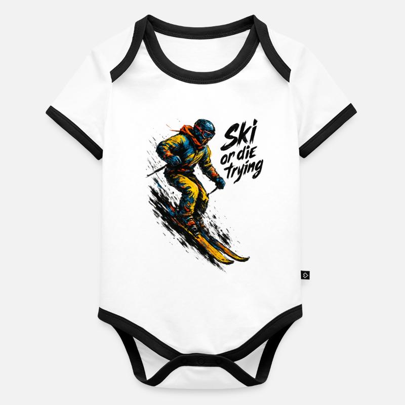Skiing | Skier | Mountain Organic Baby Contrasting Bodysuit