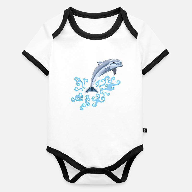Le saut du dauphin Body Bébé bio contrasté manches courtes