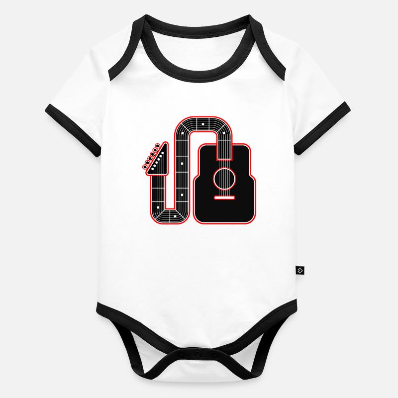 Abstrakte Gitarrenkunst Baby Bio-Kurzarm-Kontrastbody