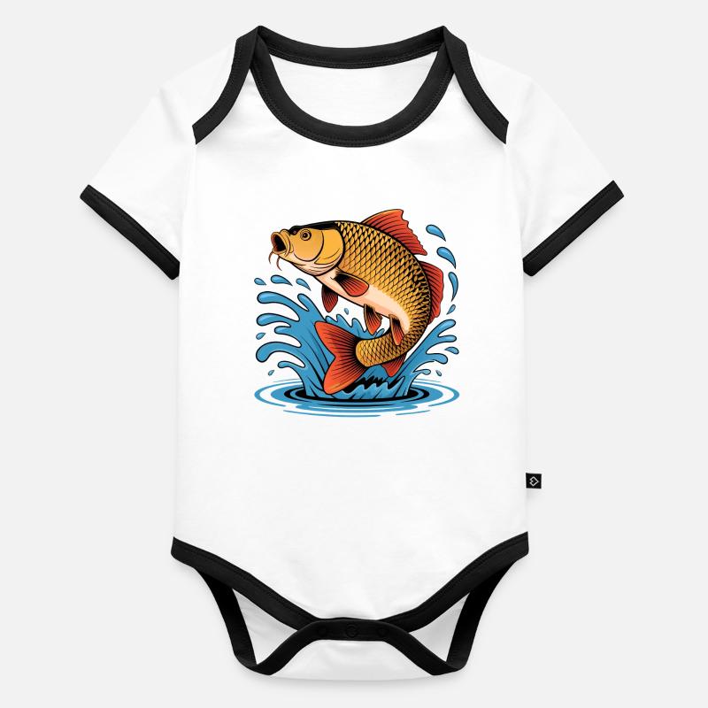 Carpe sauteuse Body Bébé bio contrasté manches courtes