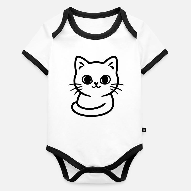 Cute kitten - sweet cat - silhouette Organic Baby Contrasting Bodysuit