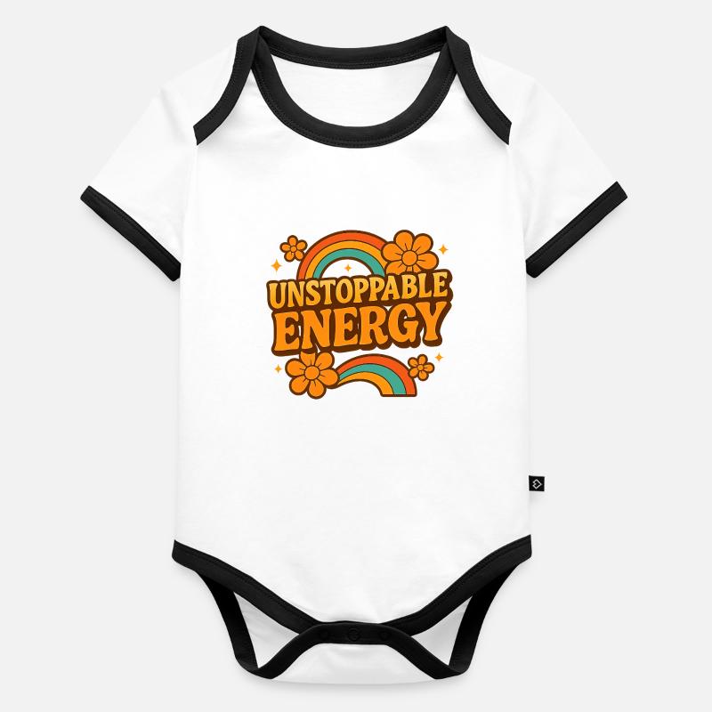 Unstoppable Energy Retro Rainbow Baby Bio-Kurzarm-Kontrastbody