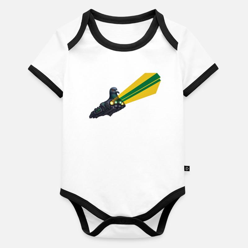 SPACE BIRD – Geek & Science-Fiction Baby Bio-Kurzarm-Kontrastbody