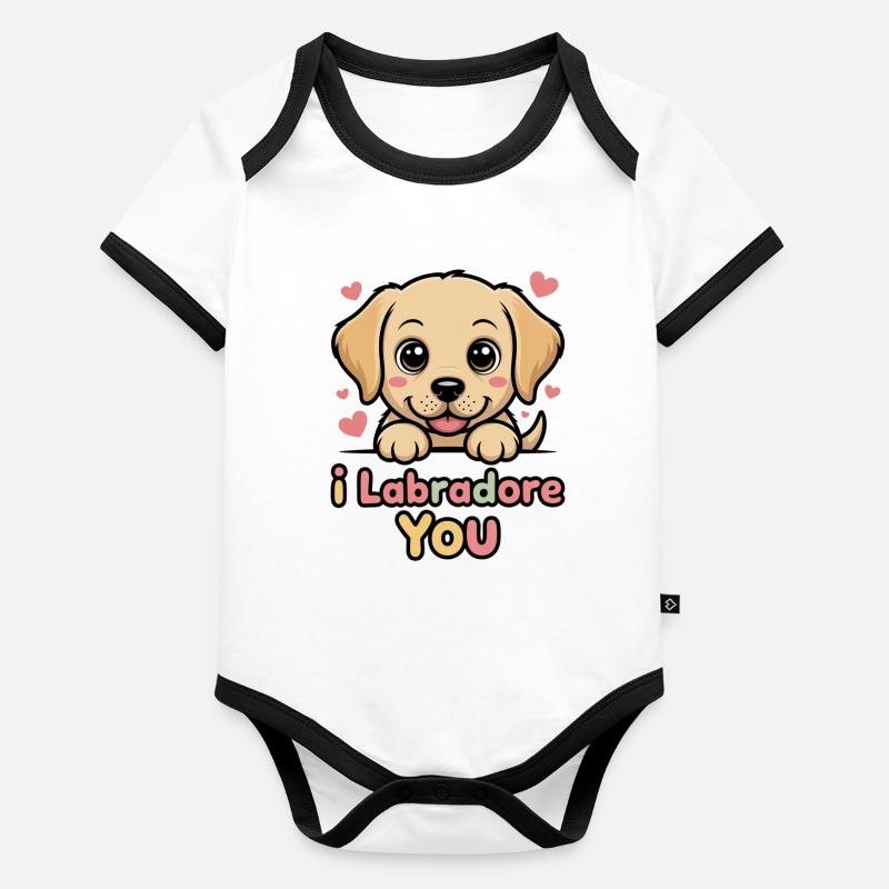 Moi, Labrador, Jeu de mots avec toi de chiot Body Bébé bio contrasté manches courtes