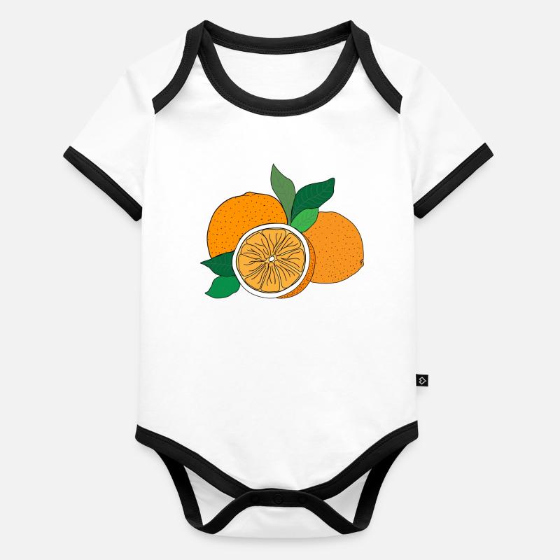 Orange Print Organic Baby Contrasting Bodysuit