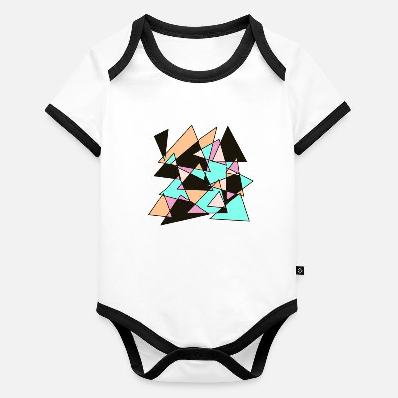 Triangles pastel géométriques Body Bébé bio contrasté manches courtes
