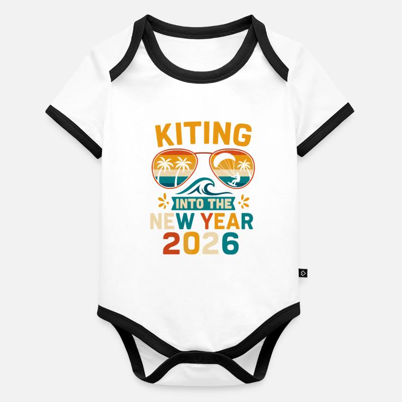 Kiting ins Neue Jahr 2026 Baby Bio-Kurzarm-Kontrastbody