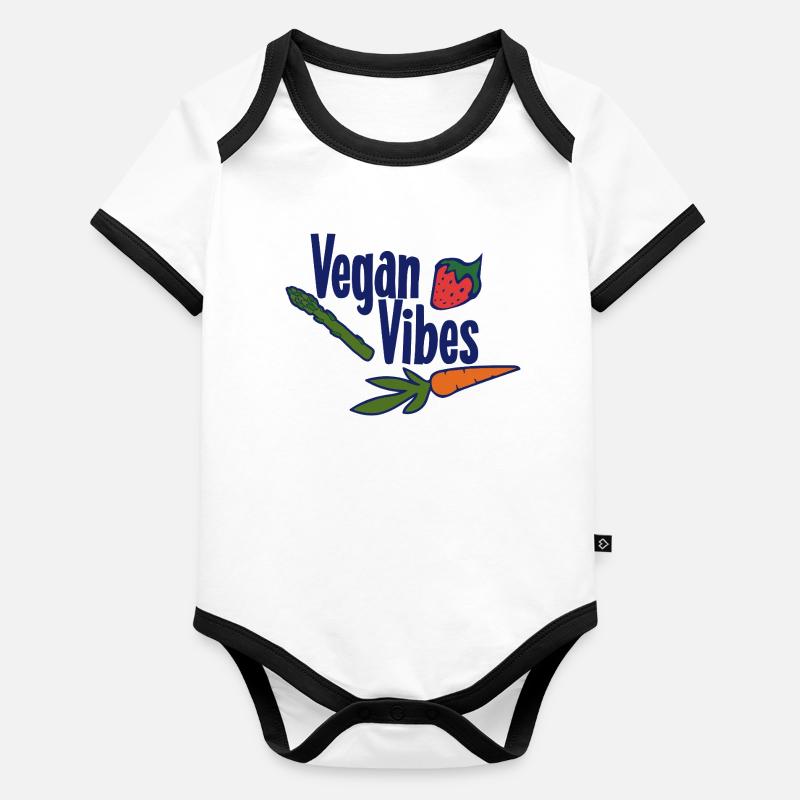 Trio végétarien Vegan Vibes Body Bébé bio contrasté manches courtes